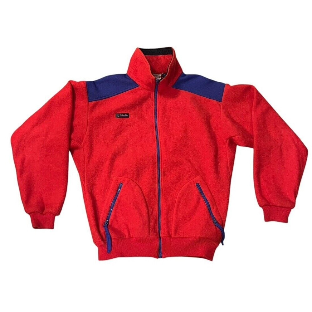Vtg 80s Columbia Sportswear Fleece Full Zip Jacket Red Men’s Sz Med USA